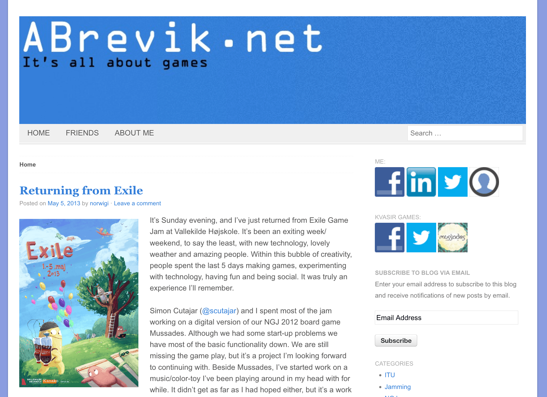 Screenshot of my old blog