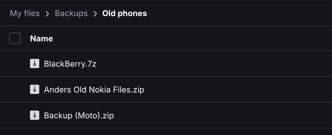 List of phone backups